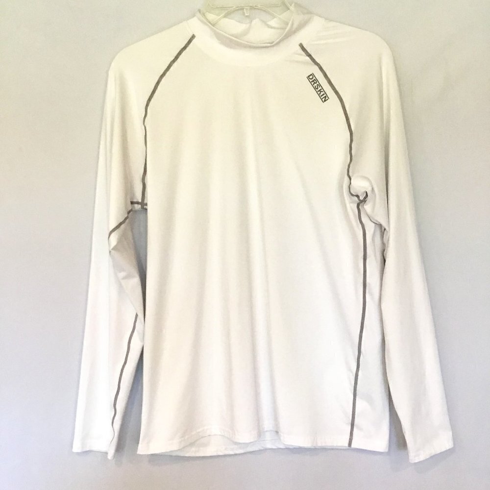 DRSKIN Men's Long Sleeve Thermal Pullover Mock Neck Training Tee Size Large Gray